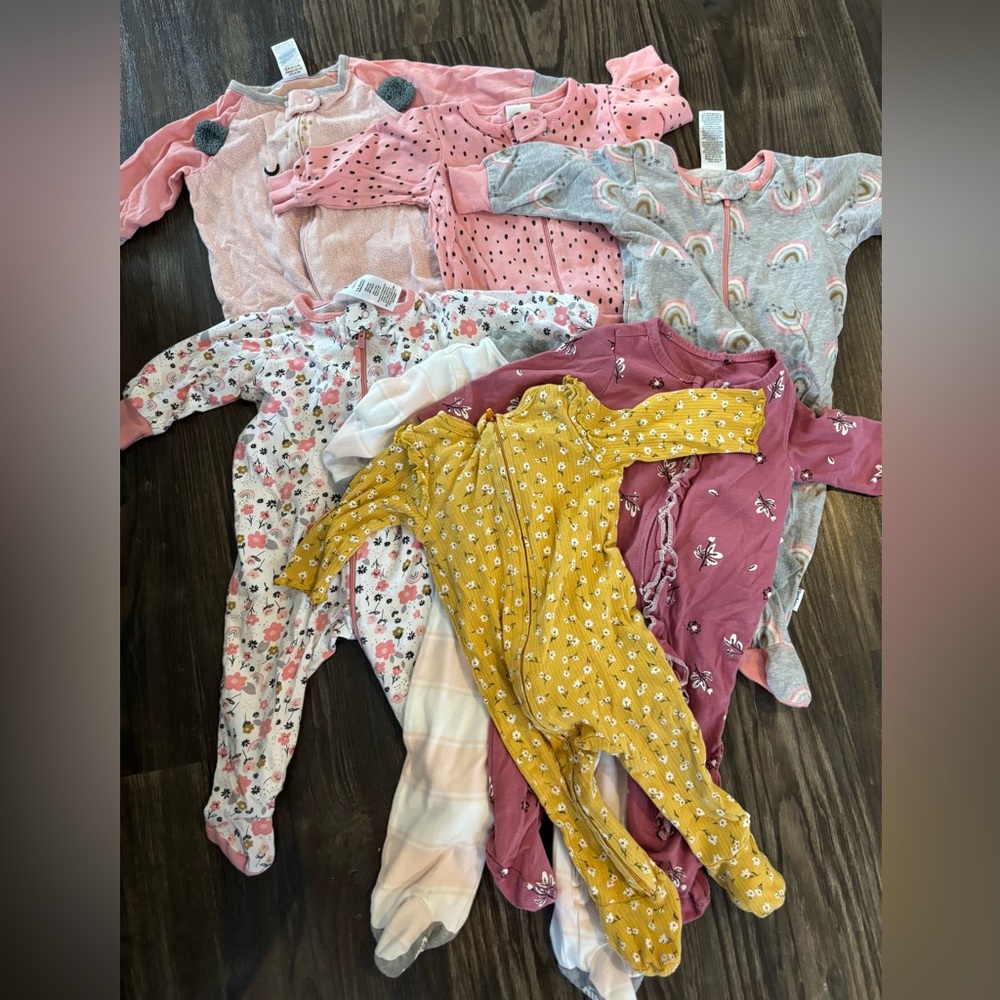 3-6 M Girls Zipper PJs